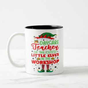 Teach Cutest Elves Workshop Cute Daycare Teacher C Two-Tone Coffee Mug