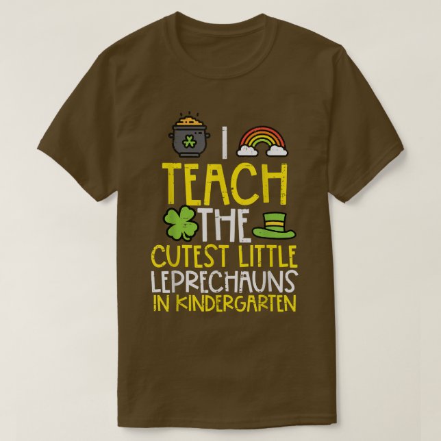 Teach Cutest Leprechaun Kindergarten St Patricks D T-Shirt (Design Front)