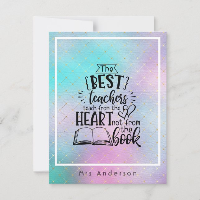 TEACH From HEART Not A BOOK TEACHERS Named Gift (Front)