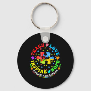 Teach Hope Love Inspire Autism Awareness Be Kind T Key Ring