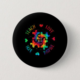 Teach Hope Love Inspire Autism Awareness Teacher T 6 Cm Round Badge