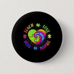 Teach Hope Love Inspire Autism Awareness Teacher T 6 Cm Round Badge