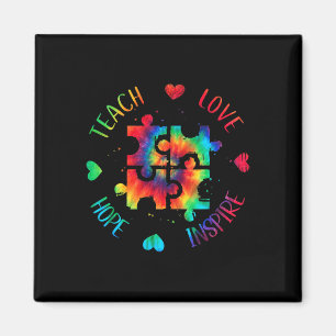 Teach Hope Love Inspire Autism Awareness Teacher T Magnet