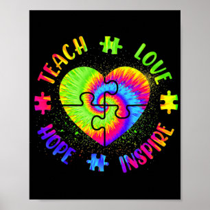 Teach Hope Love Inspire Autism Awareness Teacher T Poster