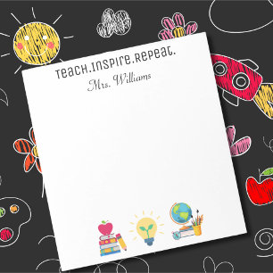 Teach Inspire Repeat, Teacher Appreciation, Custom Notepad
