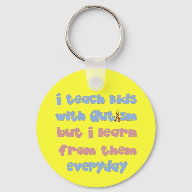 Teach Kids with Autism - Awareness Ribbon Key Ring (Front)
