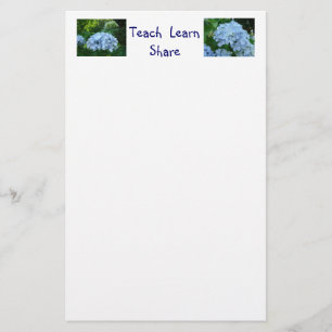 Teach Learn Share Stationery Blue Hydrangea Flower