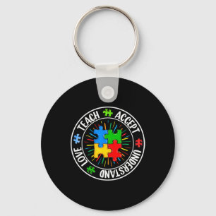 Teach Love Accept Understand Autism Awareness Men  Key Ring