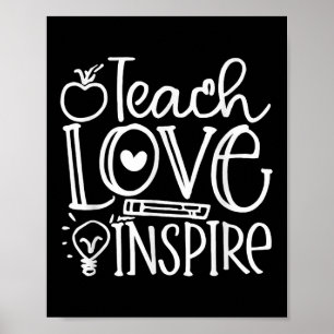 Teach Love Inse Retro Teacher Kids Back To School Poster