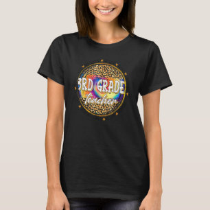 Teach Love Inspire 3rd Grade Teacher Leopard Back T-Shirt