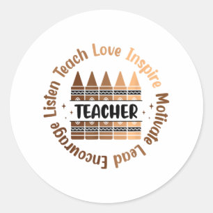 Teach Love Inspire African Proud Afro Melanin Teac Classic Round Sticker