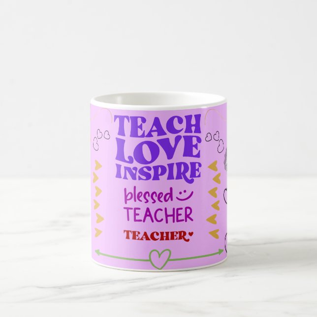 teach love inspire blessed teacher coffee mug (Center)