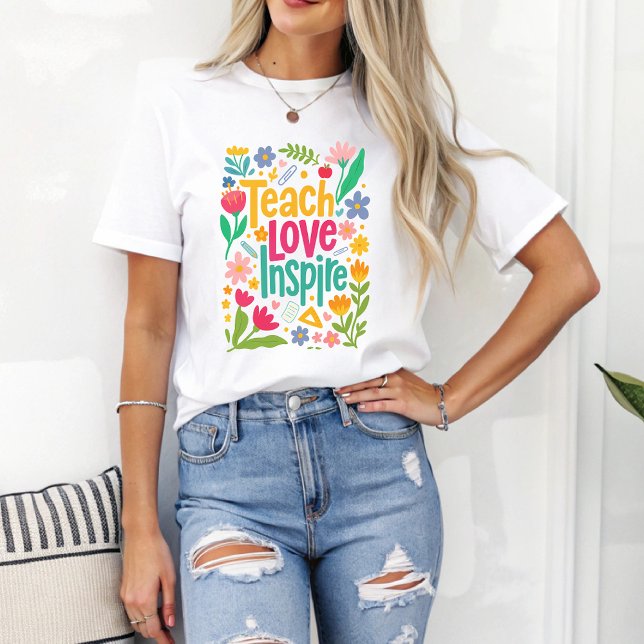 Teach Love Inspire Boho Back to School Teacher T-Shirt (Creator Uploaded)