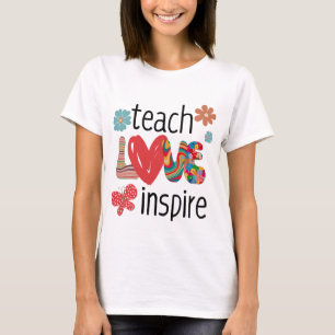 Teach Love Inspire boho colours teacher gift T-Shirt