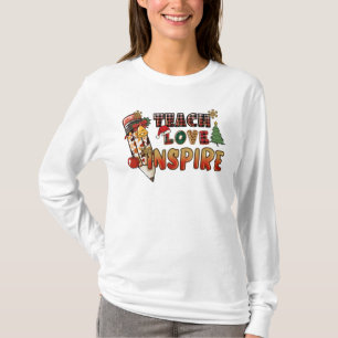 Teach Love Inspire Christmas Teacher T-Shirt
