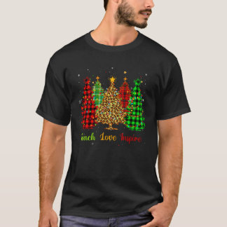 Teach Love Inspire Christmas tree with red plaid l T-Shirt