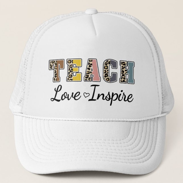 Teach, Love, Inspire – Colorful Teacher Trucker Hat (Front)