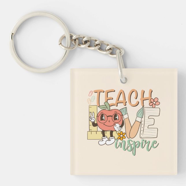 Teach Love Inspire – Cute School Supplies Key Ring (Front)