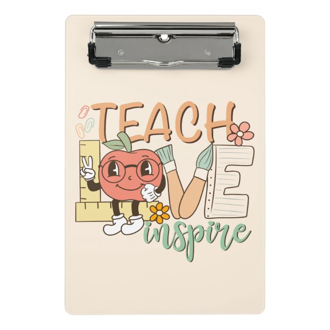 Teach Love Inspire – Cute School Supplies Mini Clipboard (Front)