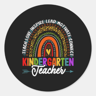 Teach Love Inspire Kindergarten Teacher Byck To Sc Classic Round Sticker