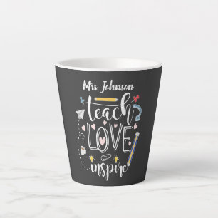 Teach Love Inspire Latte Mug, Favourite Teacher Gi Mug