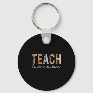Teach Love Inspire Leopard Back To School Cute Tea Key Ring