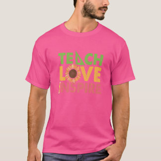 Teach Love Inspire Math Teacher Sunflower Science T-Shirt