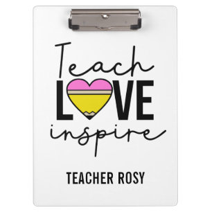 Teach Love Inspire Personalised Teacher Clipboards