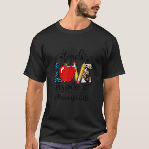 Teach Love Inspire Principal Back To School Leopar T-Shirt