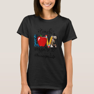 Teach Love Inspire Principal Back To School Leopar T-Shirt