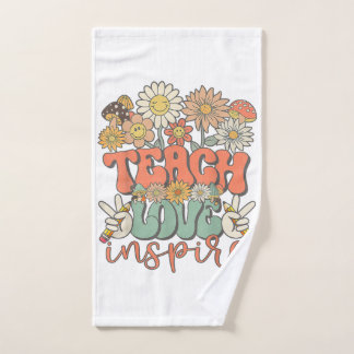 teach love inspire retro back to school hand towel