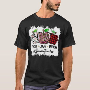 Teach Love Inspire Science teacher Apple Leopard R T-Shirt