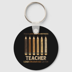 Teach Love Inspire Teacher Black History Month Men Key Ring