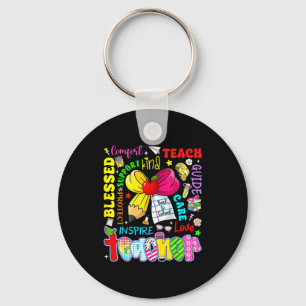 Teach Love Inspire Teacher Kids Pencil Bow Back To Key Ring