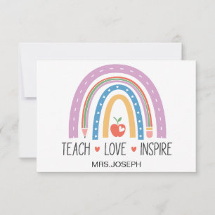 Teach Love Inspire Teacher Thank You Card