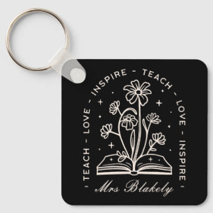 Teach love inspire witchy teacher personalised key ring