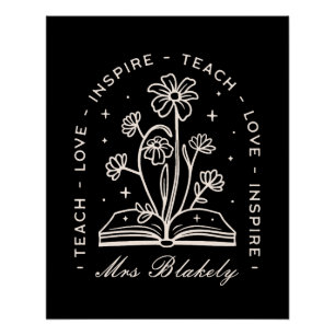 Teach love inspire witchy teacher personalised poster
