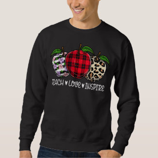 Teach Love Inspire With Leopard And Flannel Patter Sweatshirt