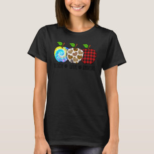 Teach Love Inspire With Leopard And Flannel Patter T-Shirt