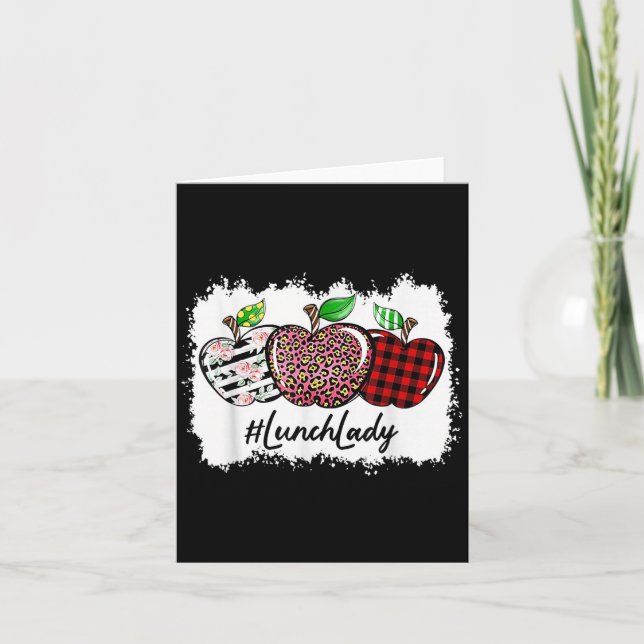 Teach Love Insre Lunch Lady Leopard Red Plain  Card (Front)