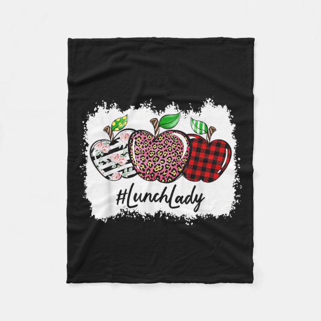 Teach Love Insre Lunch Lady Leopard Red Plain  Fleece Blanket (Front)