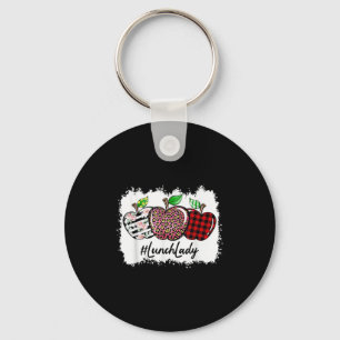 Teach Love Insre Lunch Lady Leopard Red Plain  Key Ring