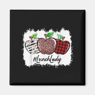 Teach Love Insre Lunch Lady Leopard Red Plain Magnet