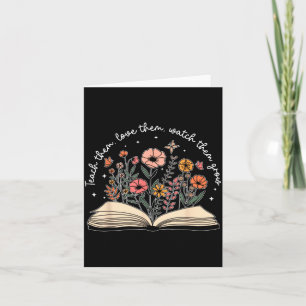 Teach Love Watch Grow Retro Teacher Floral Card