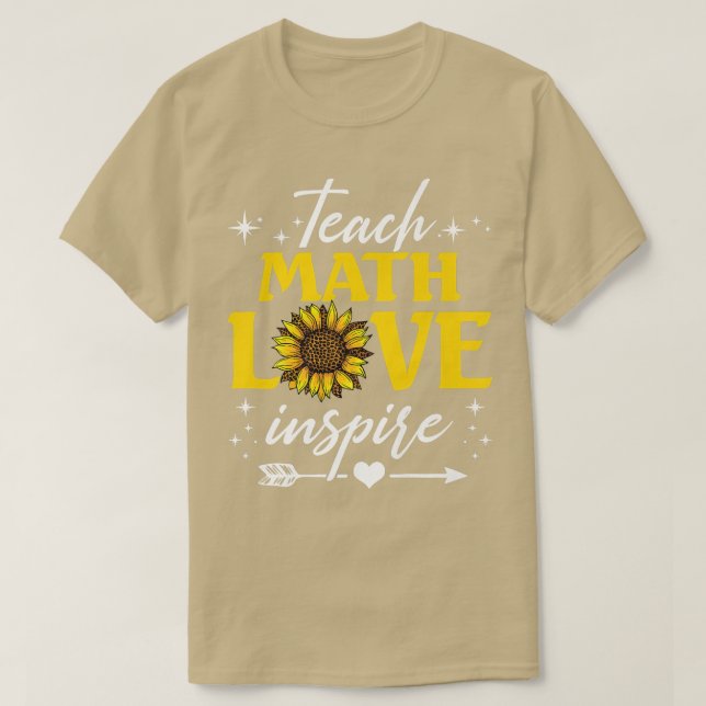 Teach Math Love Inspire Sunflower Leopard Premium  T-Shirt (Design Front)