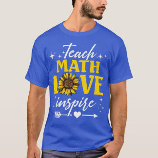 Teach Math Love Inspire Sunflower Leopard Premium  T-Shirt