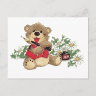 Teach Me To Write Bear trasnparent Postcard