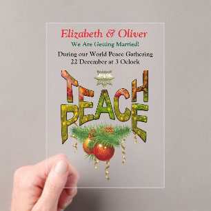 Teach Peace Christmas Gathering  Acrylic Invitations