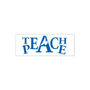 Teach peace dove text slogan stamp