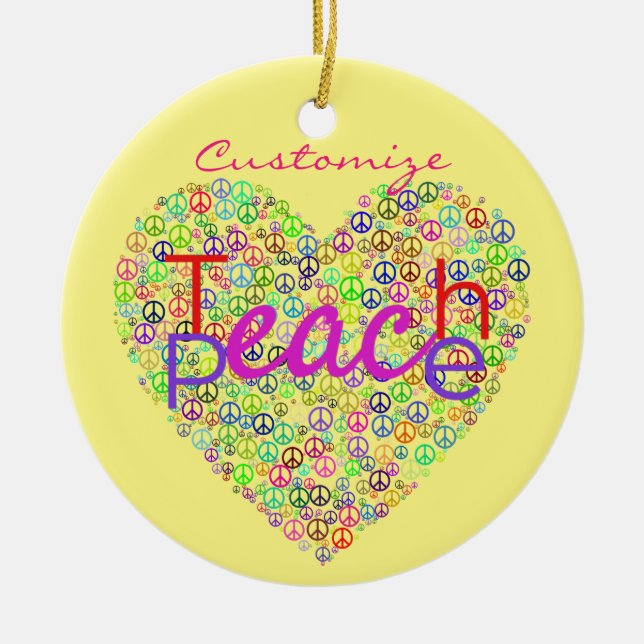 Teach Peace Heart Thunder_Cove Ceramic Tree Decoration (Front)